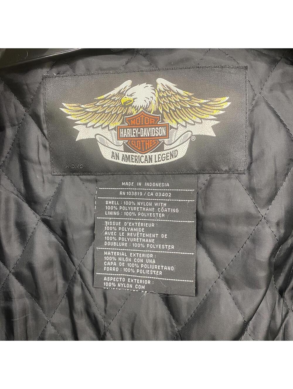 VTG Harley-Davidson Black Nylon Moto Jacket Quilted Lining Zip Pockets Men XL - Picture 4 of 12